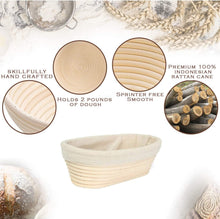 Load image into Gallery viewer, Premium Rattan Banneton Proofing Basket Set with Whisk, Scrapers &amp; Scoring Tool