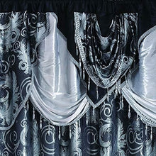 Load image into Gallery viewer, Jacquard Paisley Black Window Curtain Set – 55x84 Panels with Easy Rod Pocket