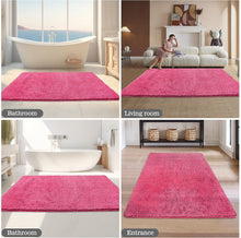Load image into Gallery viewer, Soft Absorbent Chenille Bath Mat 36 x 60 - Non-Slip Runner in Vibrant Hot Pink