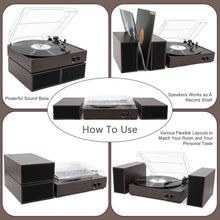 Load image into Gallery viewer, Elegant Wireless Vinyl Turntable with Auto-Stop &amp; Stylish Speakers - Wood Finish
