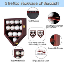 Load image into Gallery viewer, Wall-Mounted Baseball Display Case to Showcase 12 Balls &amp; 5 Championship Rings