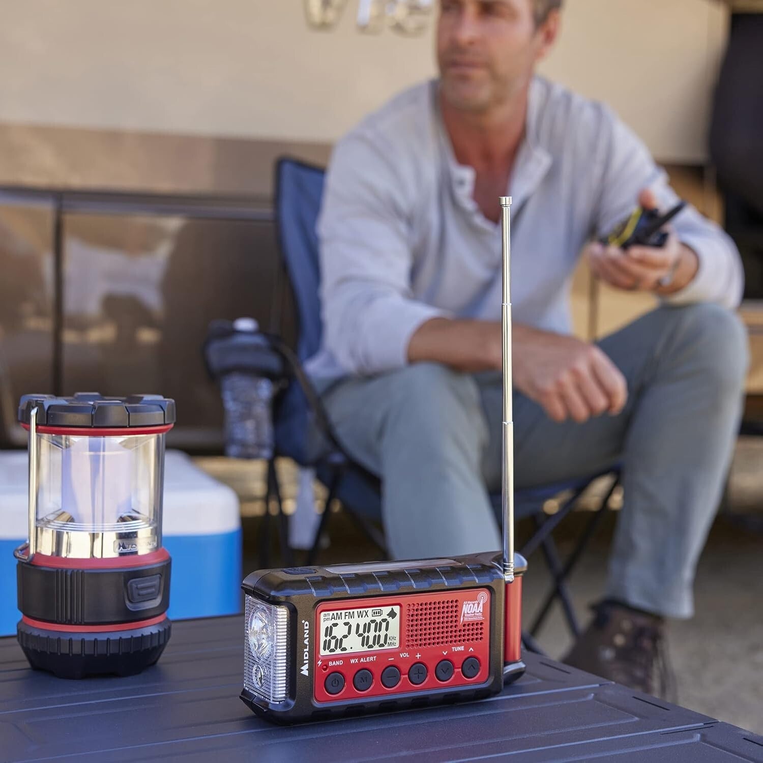 Emergency AM/FM Weather Radio with Rechargeable Battery & Multiple Power Options