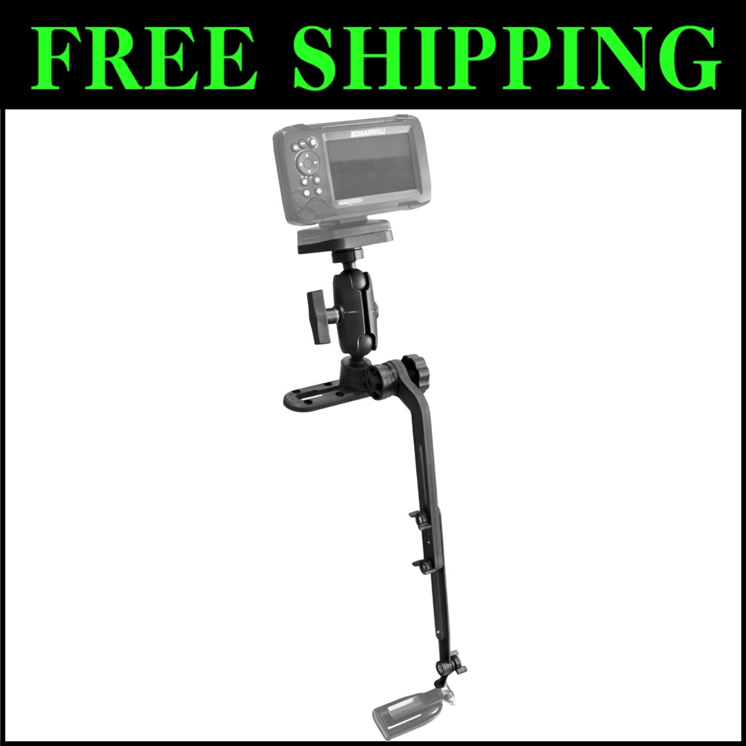 Universal Kayak & SUP Fish Finder Mount with Corrosion-Resistant Transducer Arm