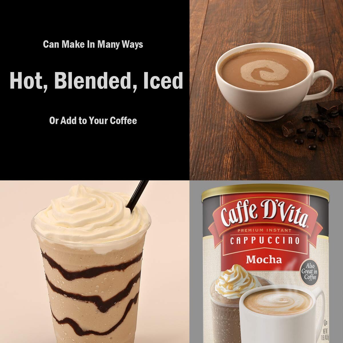 Rich & Creamy Caffe D’Vita Mocha Cappuccino Mix - Instant & Versatile 6-Pack