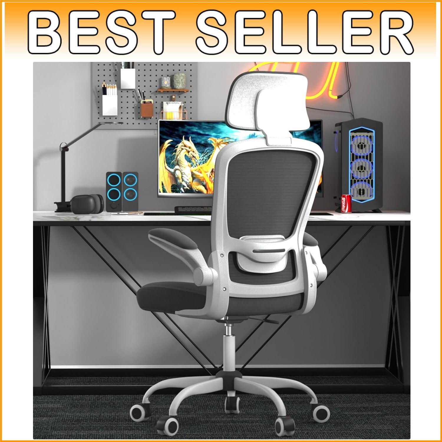 Comfy High Back Ergonomic Gamer Chair with Lumbar Support & Swivel Functionality