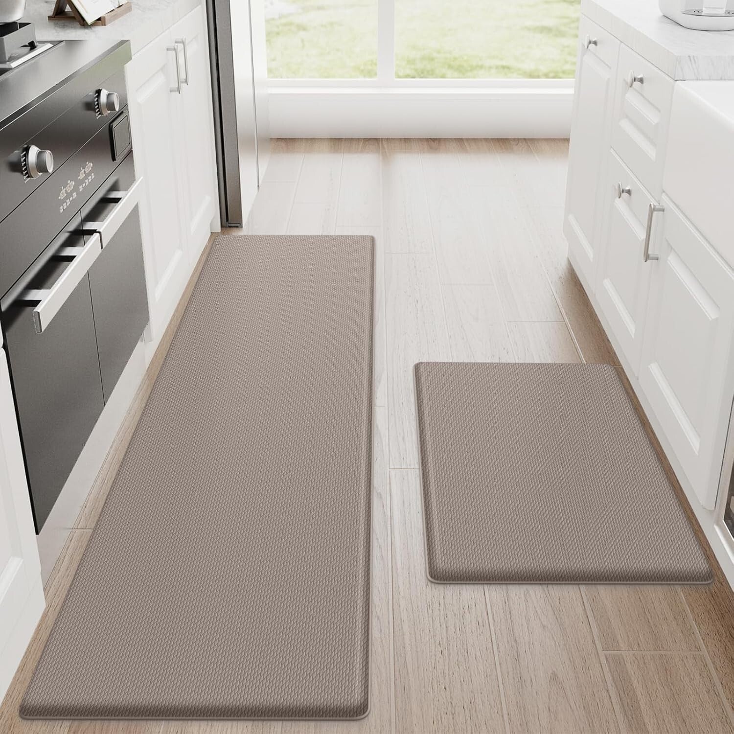 Cushioned 17.3'' x 30'' + 17.3'' x 59'' Non-Slip Kitchen Rugs for Comfort