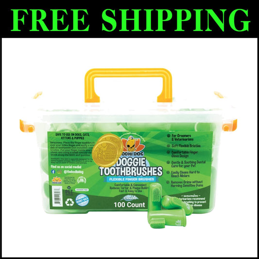 Pet Finger Toothbrush with Built-In Tongue Scraper - Clean Teeth & Fresh Breath