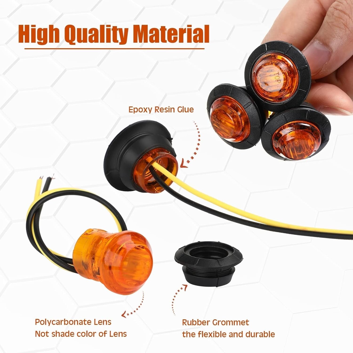 3/4 Inch Amber LED Marker Lights - 150 Set of Bright, Waterproof Indicators