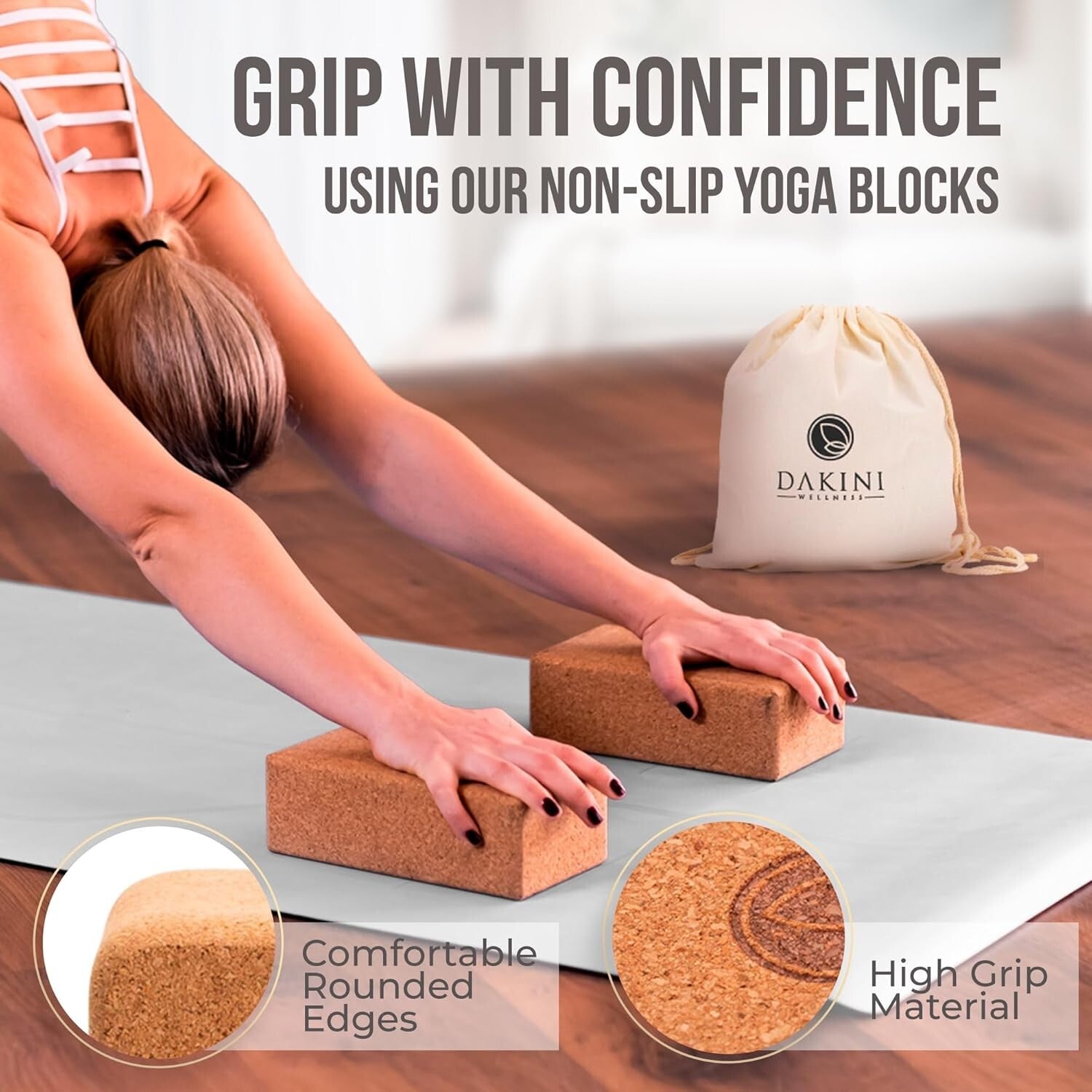 Eco-Friendly Yoga Blocks 2 Pack with Adjustable Strap - 9x6x3 Inch Durability