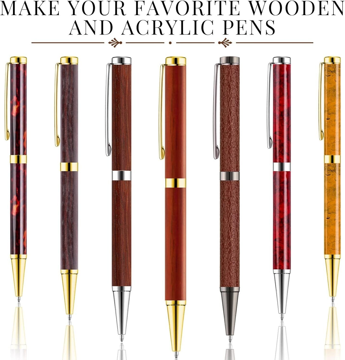 DIY Wood Turning Pen Kit - 30 Pcs in Black, Silver, Gold for Personalized Gifts