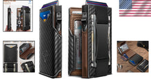 Load image into Gallery viewer, Men's Carbon Fiber Leather Wallet - Magnetic Flip, Pop-Up Cash &amp; Card Holder