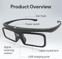 Load image into Gallery viewer, Lightweight 3D Glasses with Long Battery Life for DLP-Link Projectors - 2 Pack