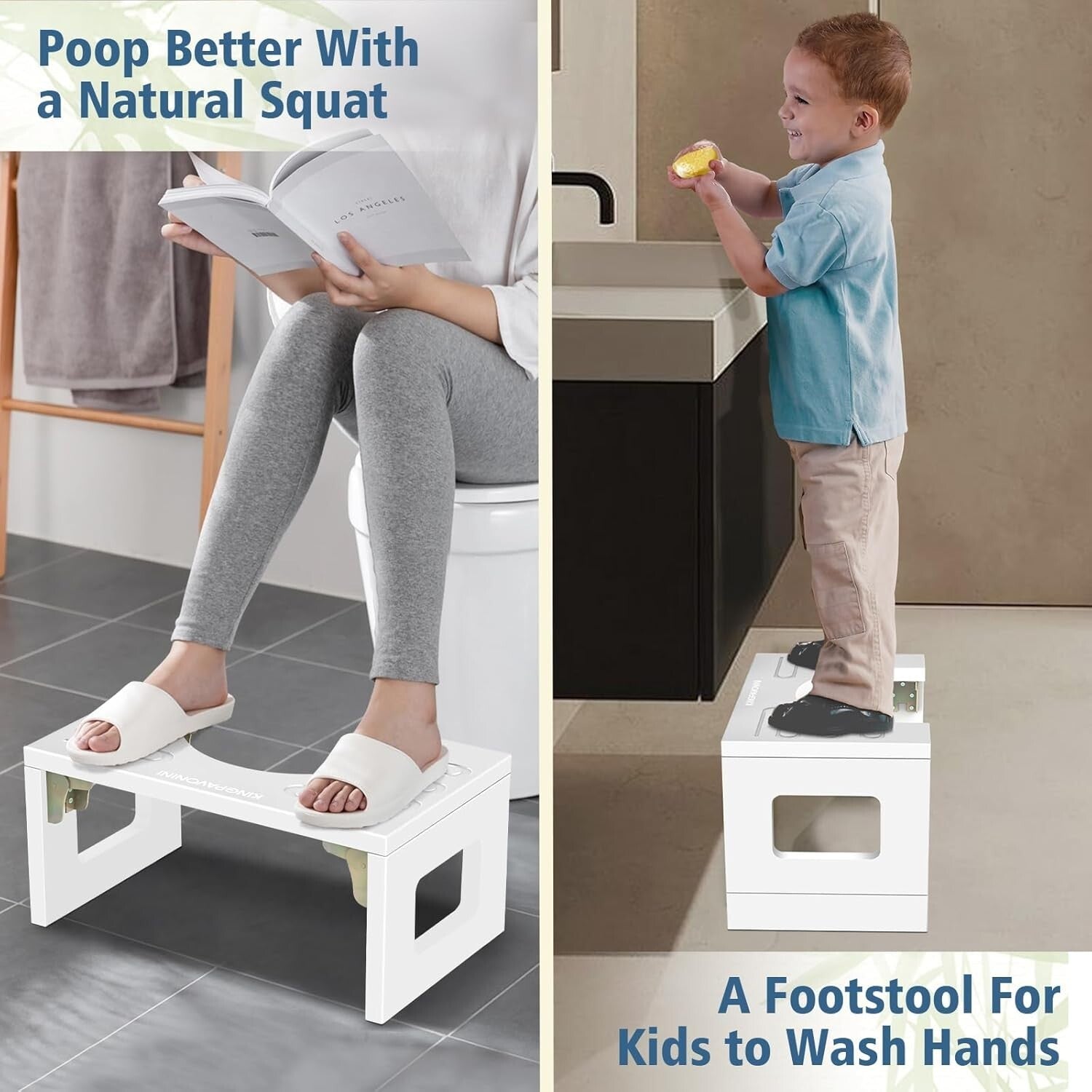 Foldable Poop Stool - Premium Bamboo with Non-Slip Surface - 400 lbs Capacity