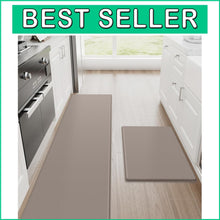 Load image into Gallery viewer, Khaki Waterproof Anti-Fatigue Kitchen Rugs - Set of 2 for Comfort &amp; Safety