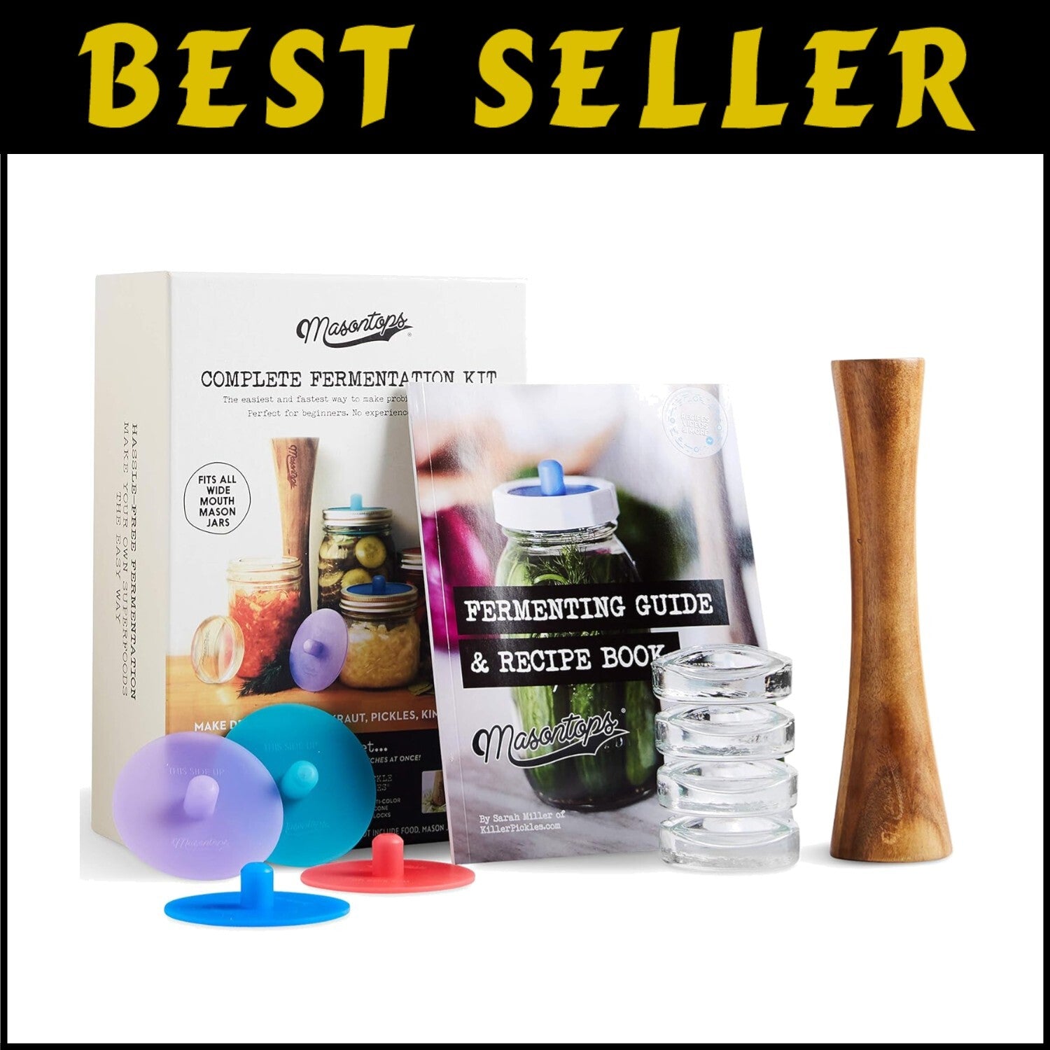 Complete Mason Jar Fermentation Kit - 9-Piece Pickle, Sauerkraut & Kimchi Set