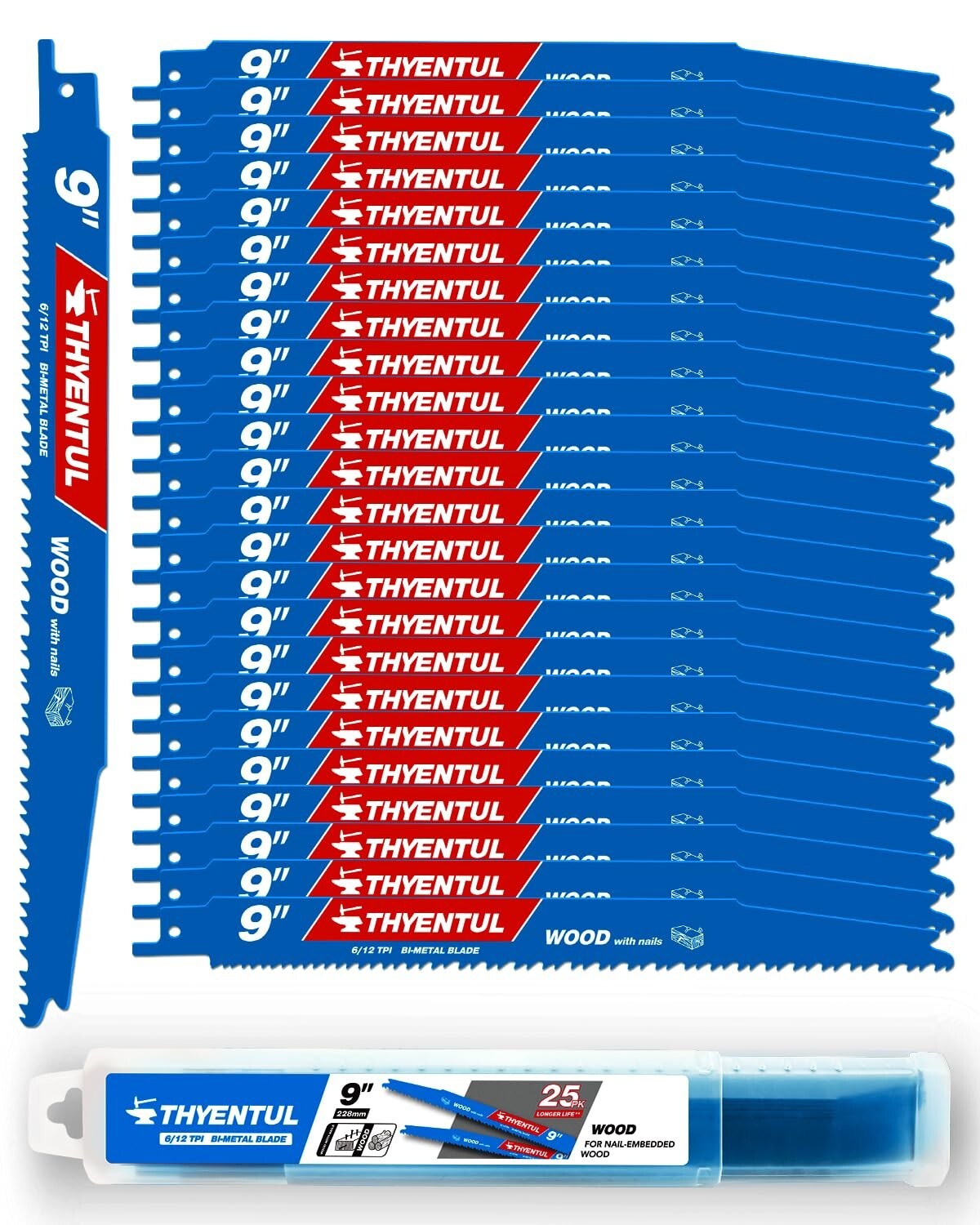 Durable 9-Inch 6/12 TPI Bi-Metal Reciprocating Saw Blades for Heavy-Duty Cutting
