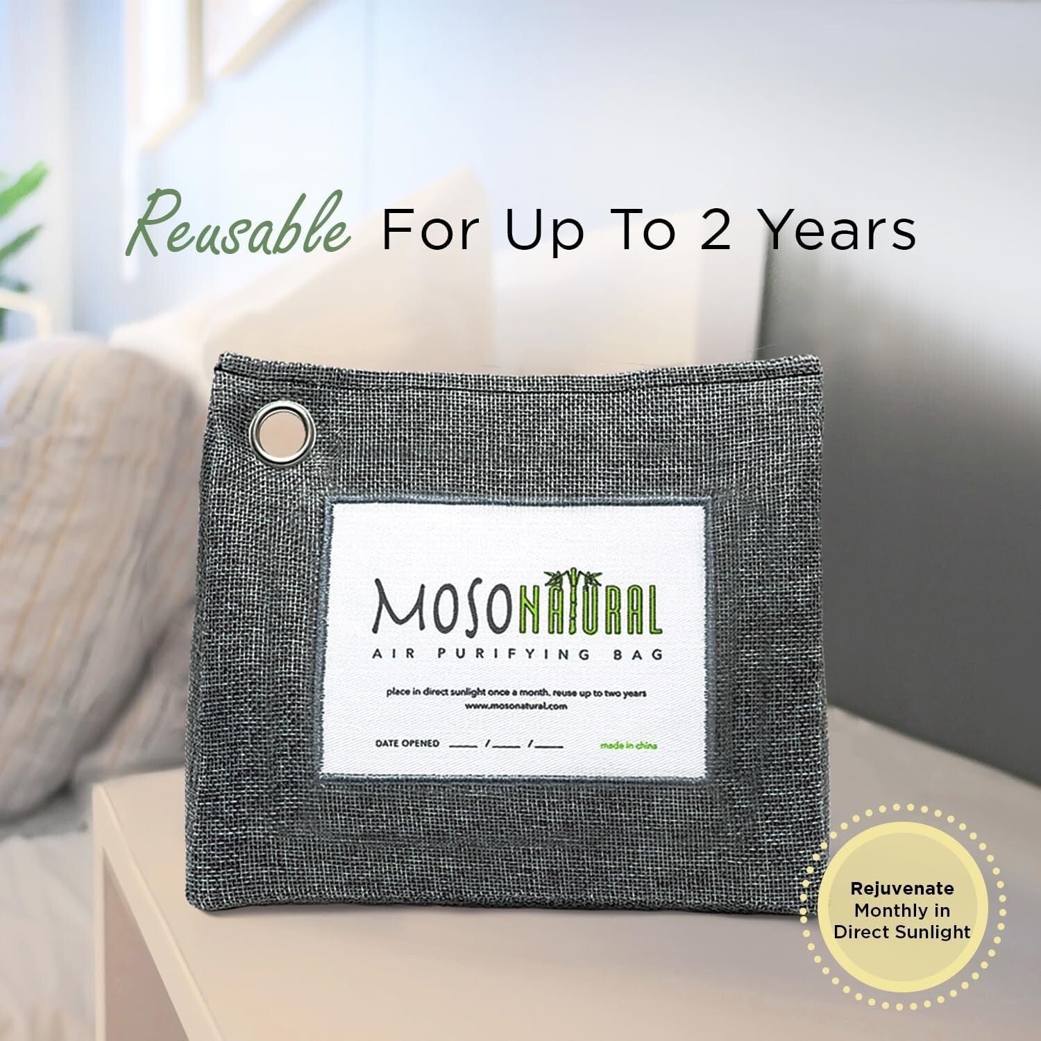Bamboo Charcoal Stand-Up Air Purifying Bags - Effective Room Deodorizer 3 Pack