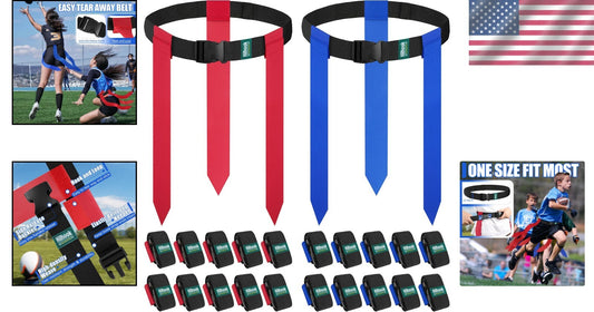 Youth and Adult Flag Football Set - 20 Adjustable Belts & Soft Detachable Flags