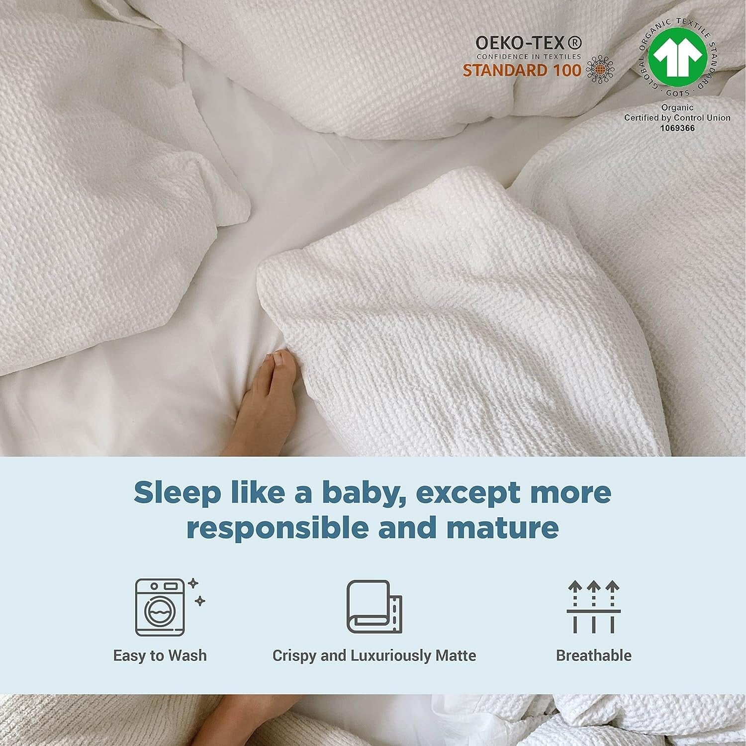 Breathable 100% Organic Cotton King Sheet Set with Deep Pocket - GOTS Certified