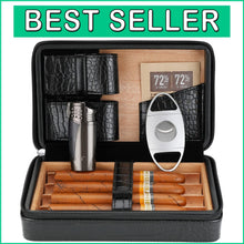 Load image into Gallery viewer, Portable Crocodile Pattern Cigar Case with Lighter &amp; Cutter - Perfect for Travel