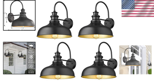 Farmhouse Gooseneck Barn Light Sconce in Black - Durable Entryway Illumination