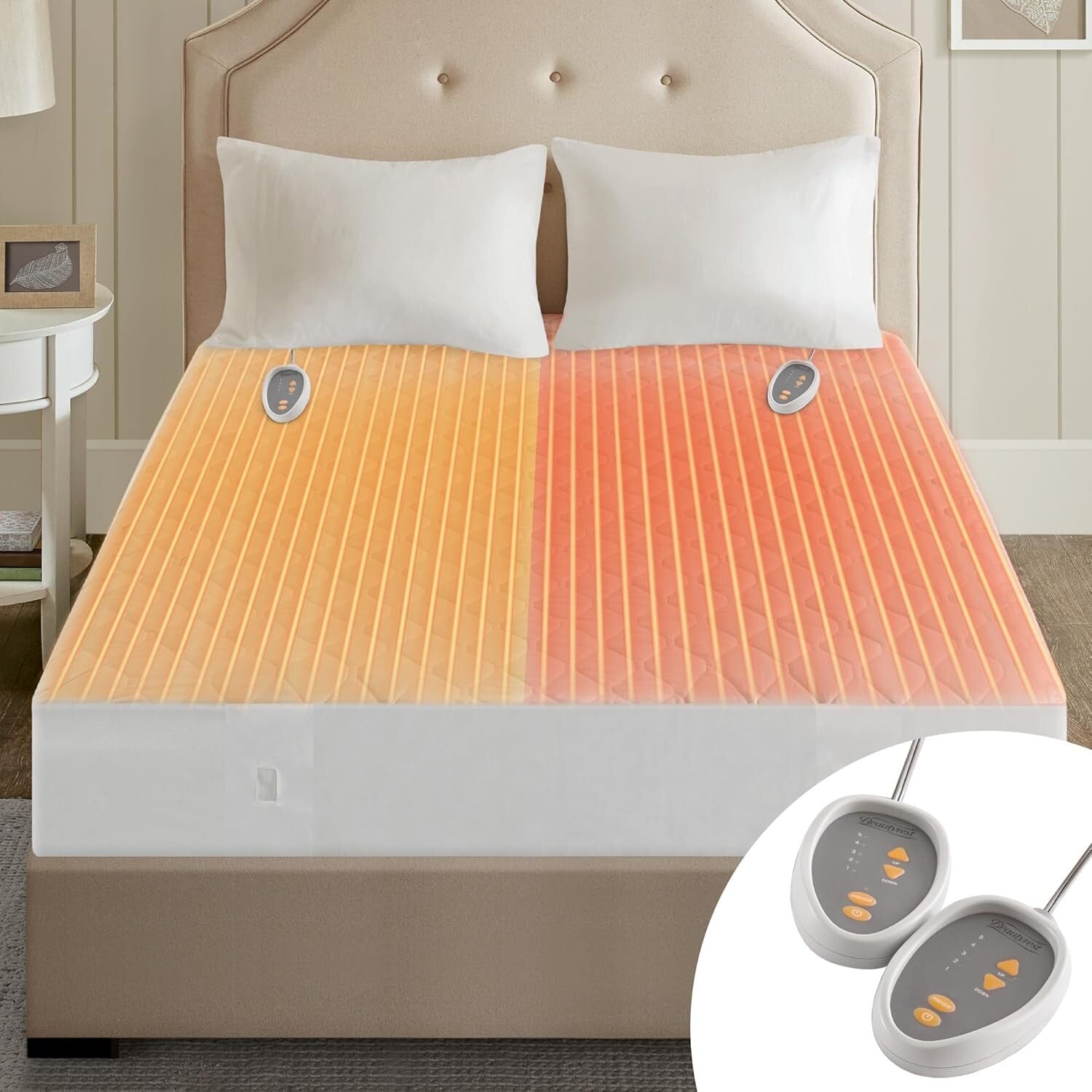 Electric Quilted Mattress Pad - King, 10-Hour Auto Shut-Off, Dual-Sided Comfort