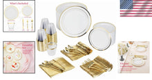 Load image into Gallery viewer, Luxurious 600-Piece Gold Trim Dinnerware Set for 100 Guests - Perfect for Events
