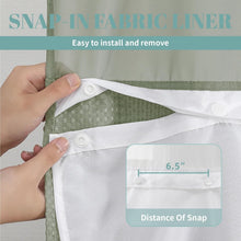 Load image into Gallery viewer, Luxury Sage Green Waterproof Waffle Shower Curtain Set with Snap-In Liner, 71x86