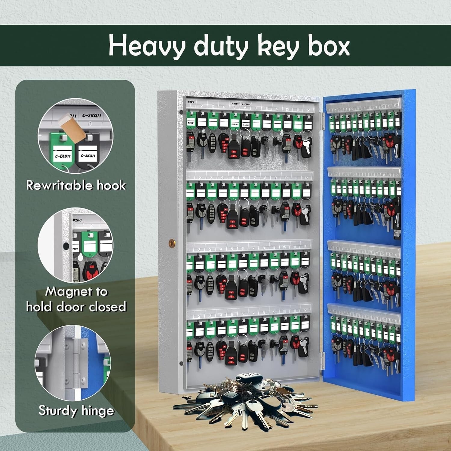 Durable 96-Key Lock Box with Multiple Unlock Options - Ideal for Homes & Offices