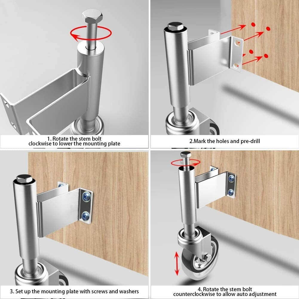 Durable 4” Spring Loaded Gate Casters with Heavy-Duty Hardware Pack Included