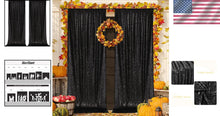 Load image into Gallery viewer, 5ft x 10ft Black Sequin Backdrop - Perfect for Weddings, Parties &amp; Photo Shoots