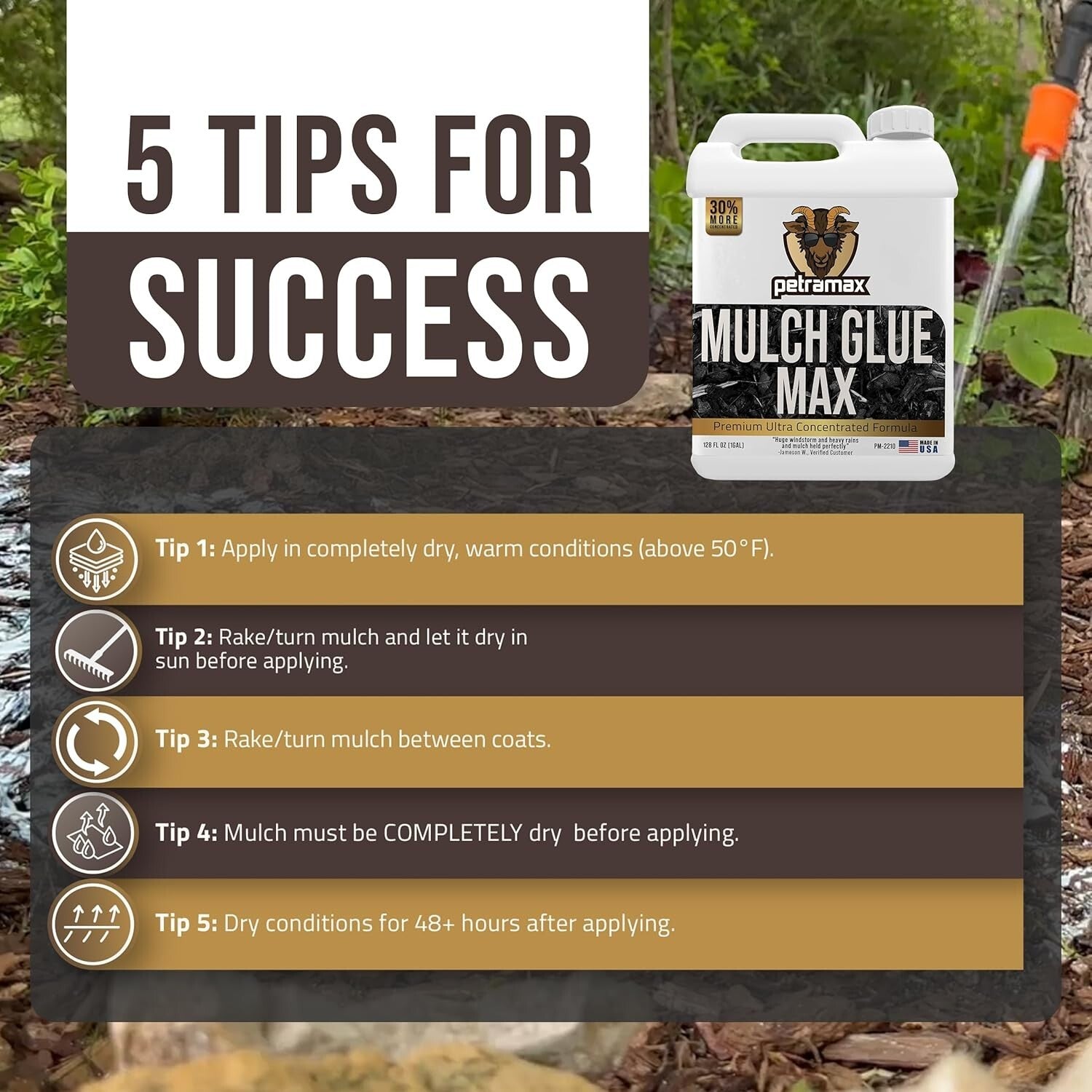 Max Concentrate Mulch Adhesive for Rock & Gravel - Dries Clear 1 Gallon