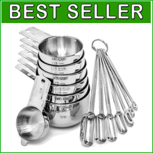 Load image into Gallery viewer, Premium 14-Piece Stainless Steel Measuring Cups &amp; Spoons Set - Lifetime Durable