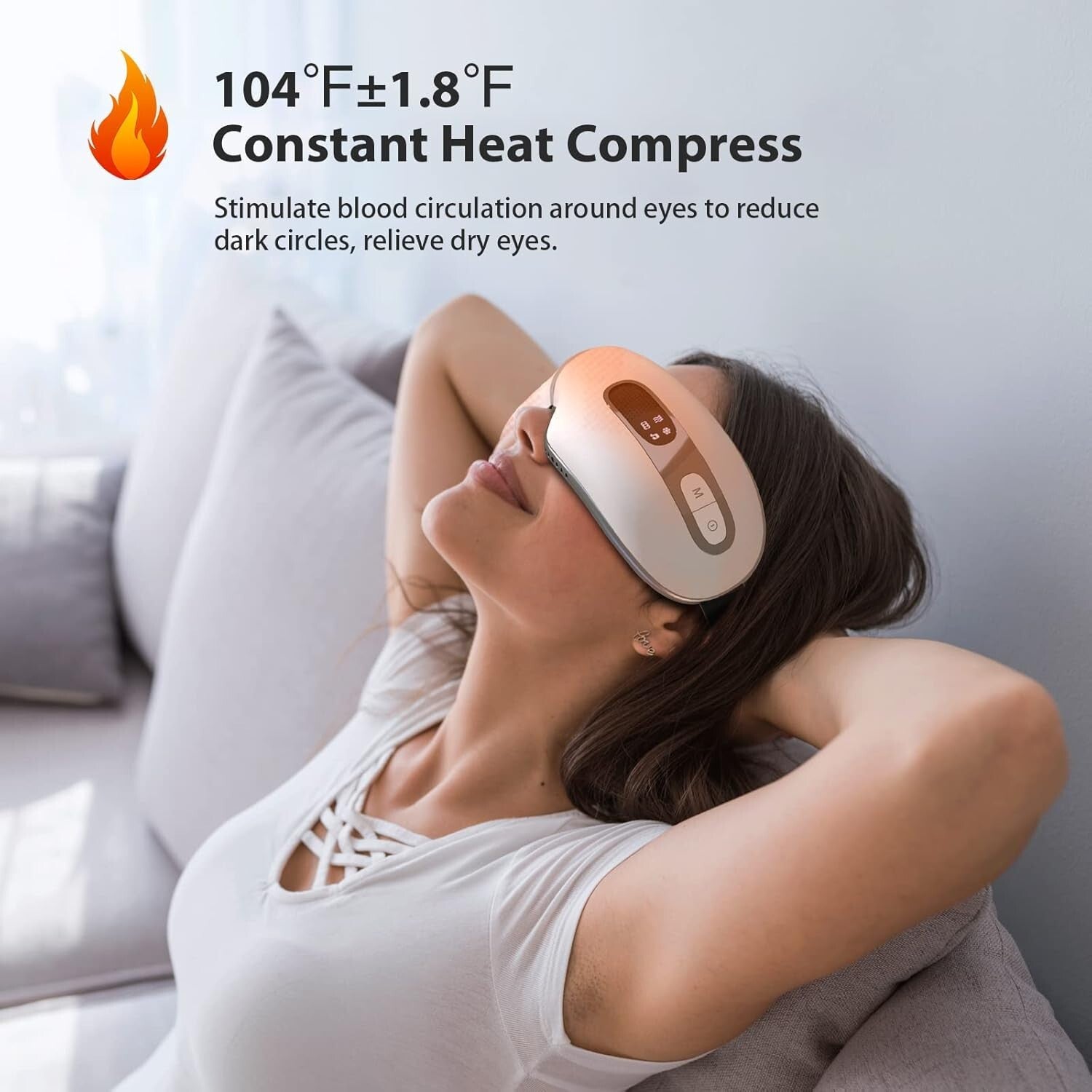 Rejuvenating Eye Massager with Heat & Cooling, Bluetooth for Migraines Relief