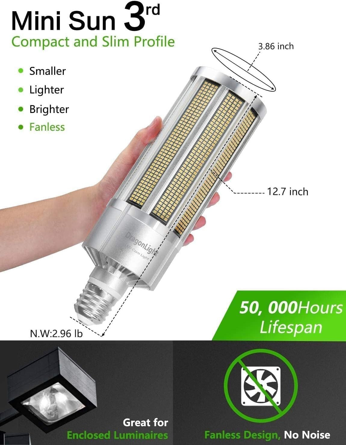 240W Commercial Grade E39 Corn LED Bulb - 32,400 Lumens, Energy Efficient