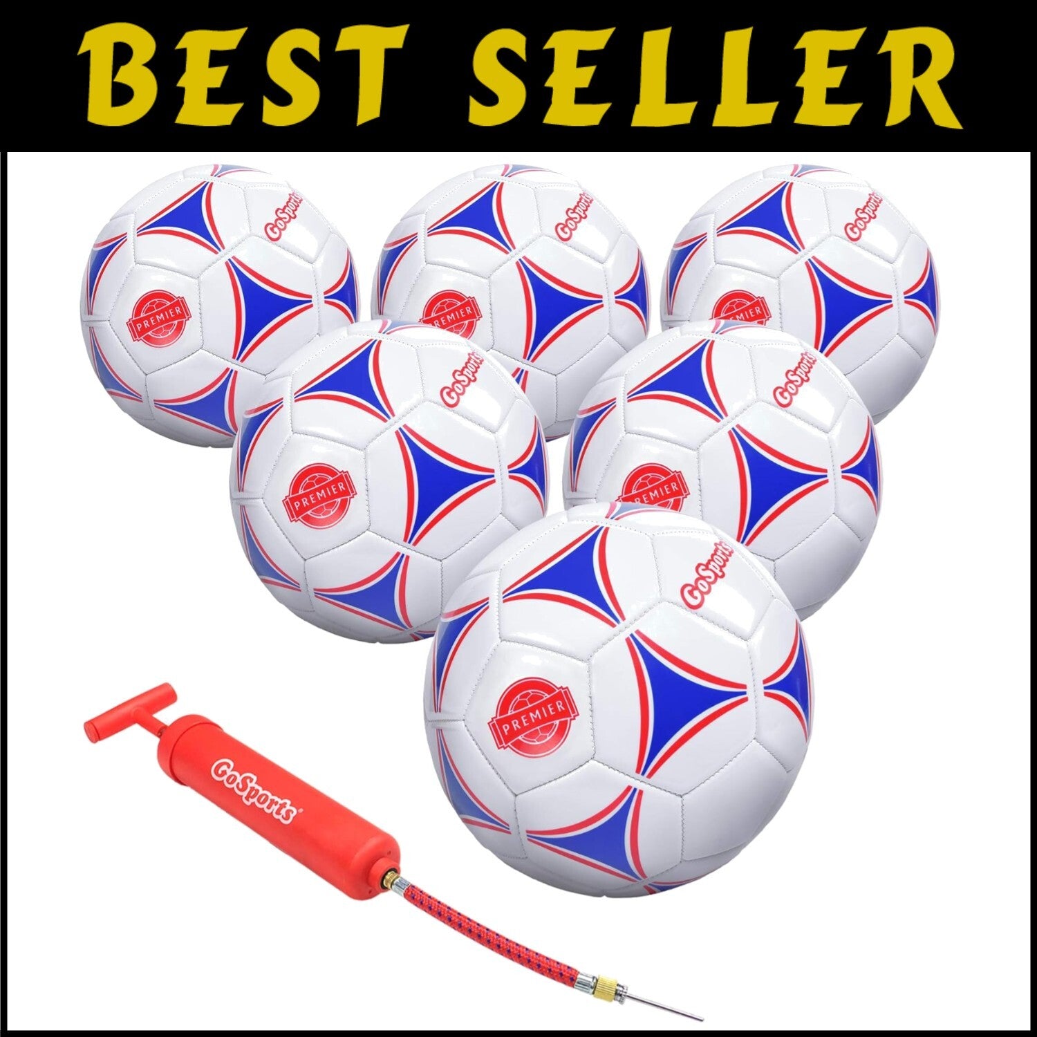 Premium 6 Pack Soccer Balls - Synthetic Leather with Inflator Included!