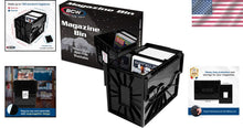 Load image into Gallery viewer, Ample Black Plastic Magazine Storage Bin with Sliding Locks for Secure Documents