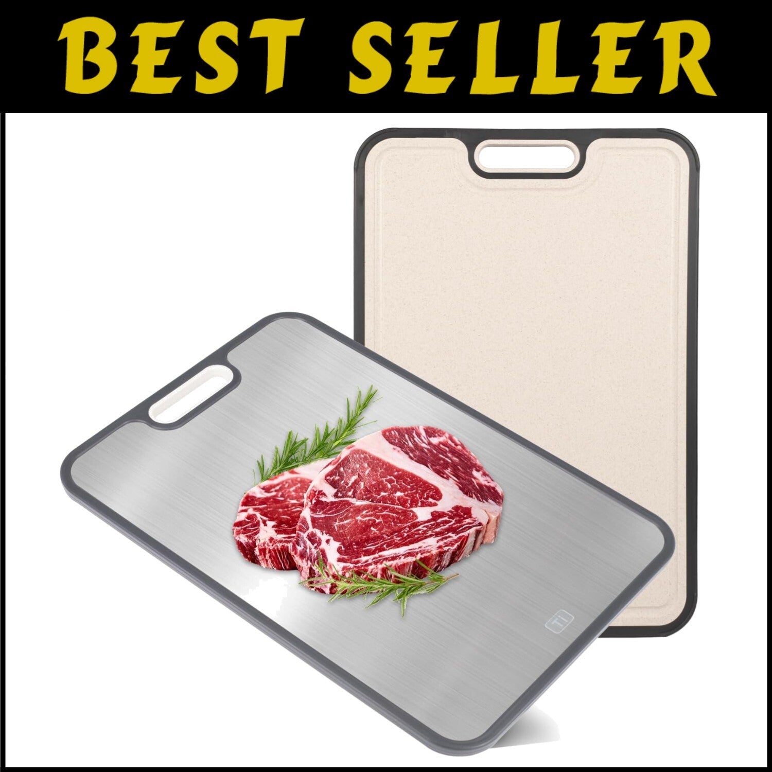 Large 15" GR2 Titanium Cutting Board with Built-in Juice Groove - Versatile Prep