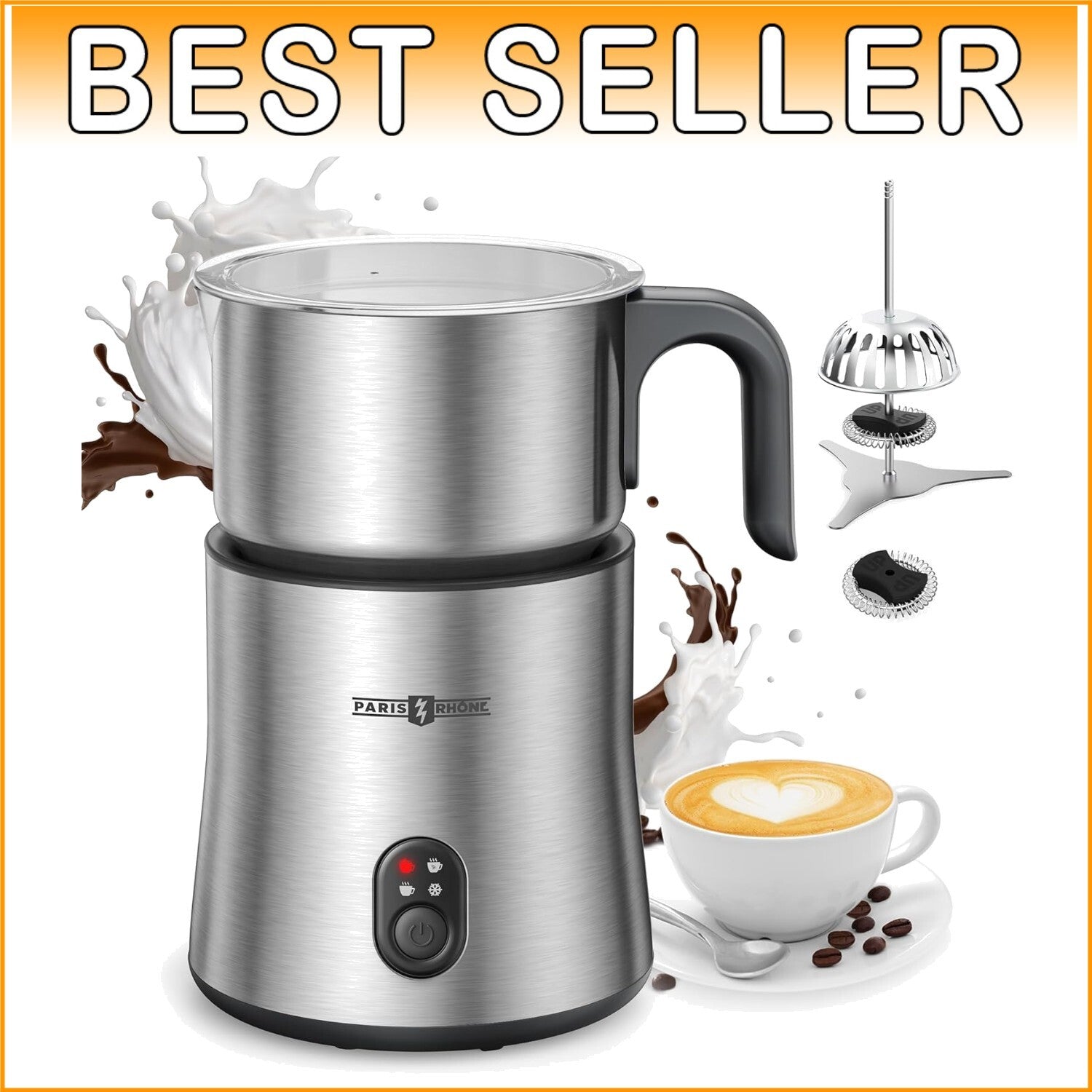 500ml Detachable Milk Frother & Steamer with Strix Control - Elegant Solution