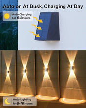 Load image into Gallery viewer, Solar Powered Outdoor Wall Sconce Lights with Upward/Downward Lighting - 4 Pack