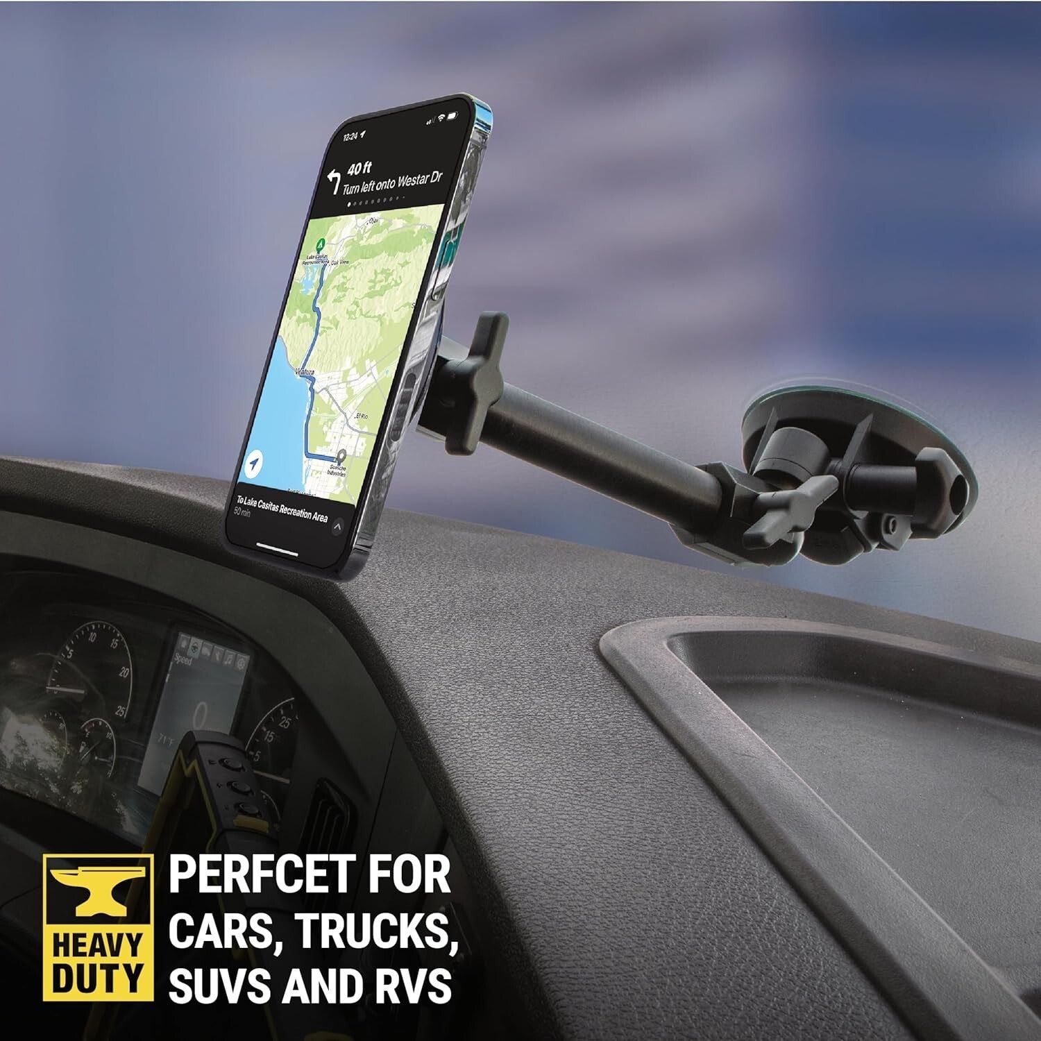 Durable MagicMount Pro2 XL - Strong Suction Cup Phone/Tablet Holder for Trucks