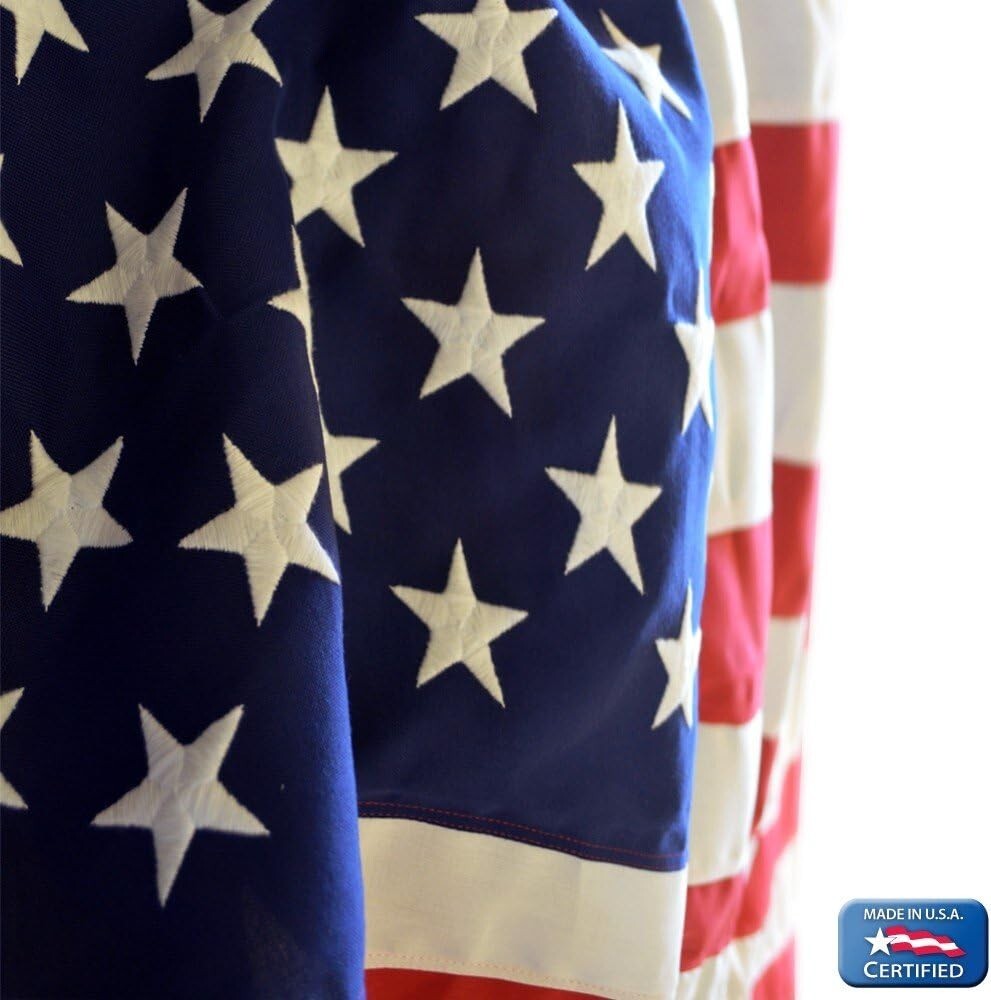 Embroidered American Flag 3x5 Ft - Heavy-Duty Polyester for Outdoor Display