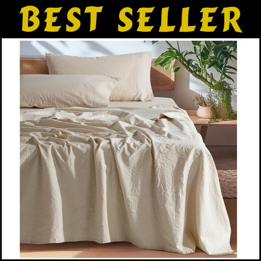 Luxury King Size Linen Sheet Set - Soft, Anti-Tear & Machine Washable - 4 Pieces