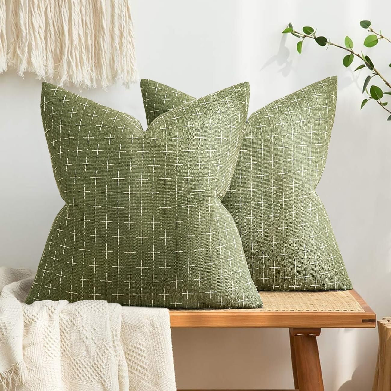 Chic Sage Green 24x24 Pillow Covers for Sofa & Bed - Premium Quality Fabric