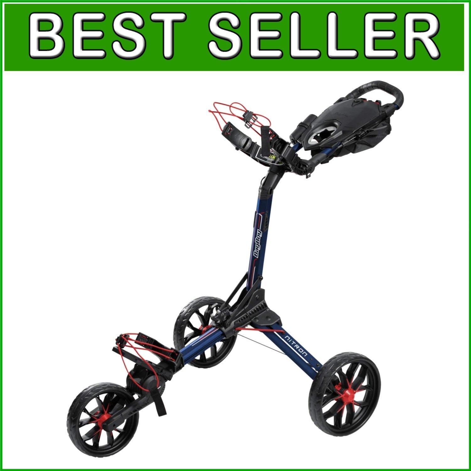 All-in-One Golf Push Cart with Storage, Smooth Wheels, and Umbrella Holder