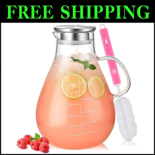Stovetop-Safe 105.6oz Borosilicate Glass Pitcher with Hygienic Lid & Handle