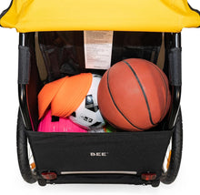 Load image into Gallery viewer, Yellow &amp; Black Kids Lightweight Bike Trailer with Safety Features &amp; Cargo Space