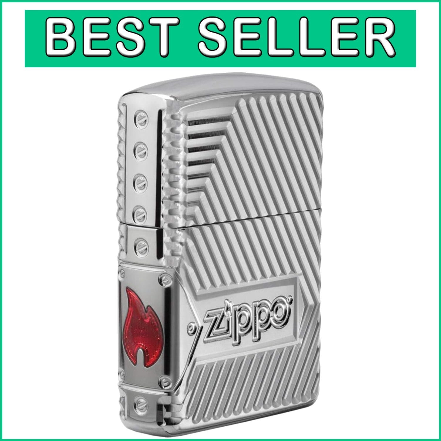 Distinguished Windproof Pocket Lighter - Chrome Finish with Logo Design