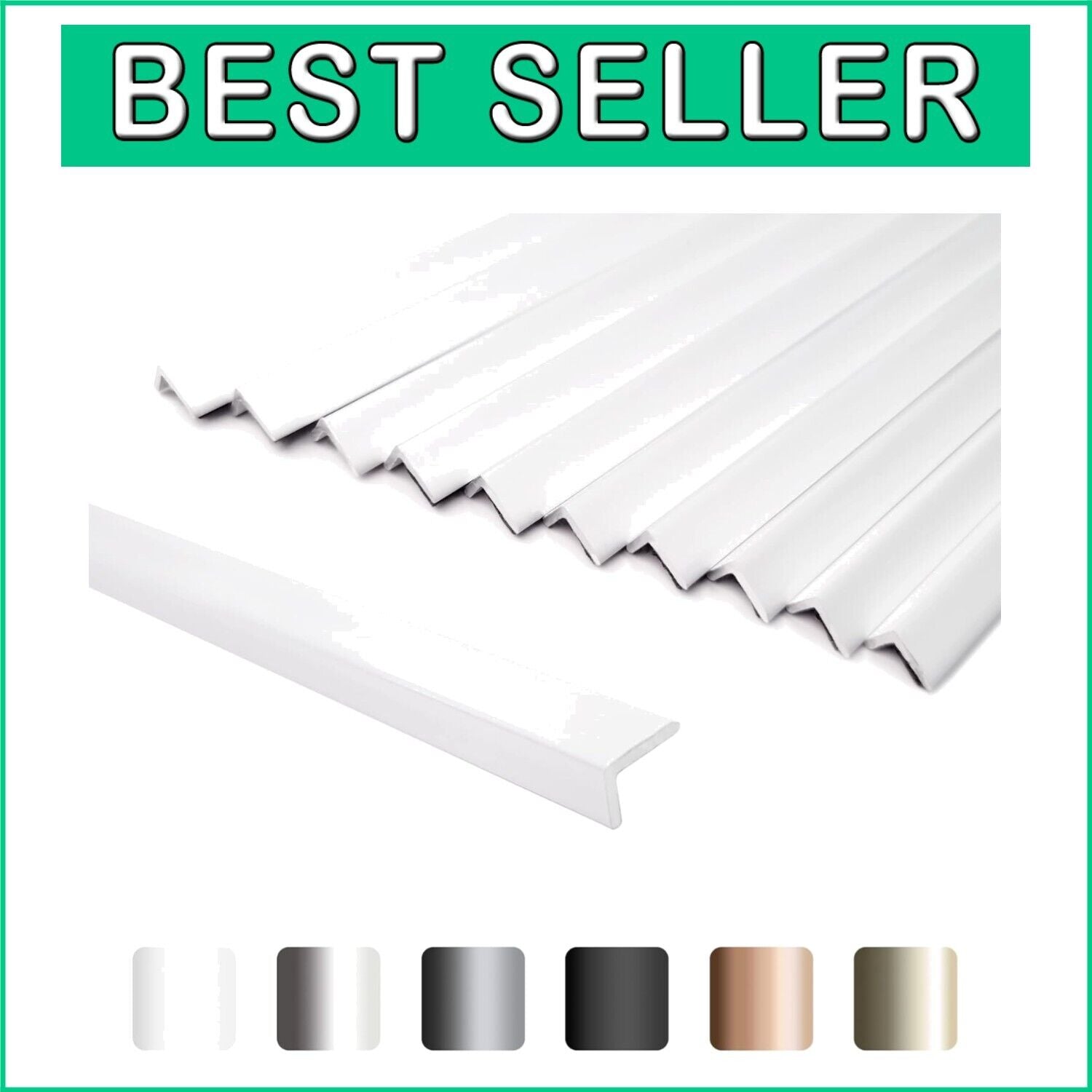 10-Pack Self-Adhesive 36-Inch Aluminum Tile Trim - Matte White Backsplash Edge