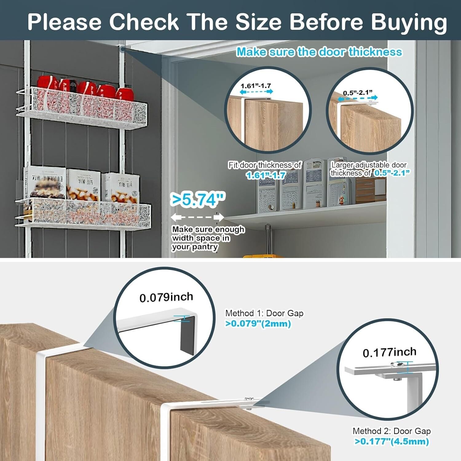 Large Capacity Wall Mounted Pantry Organizer: 6-Tier Storage Solution in White